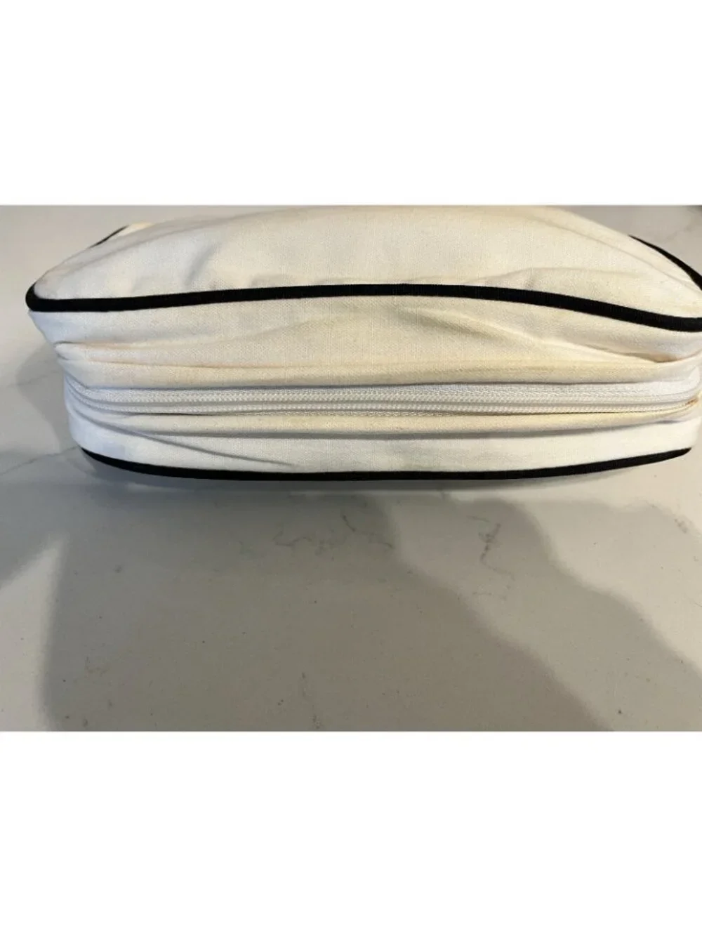 CHANEL Canvas Zipper  RARE Carry ALL Cosmetic Pouch Bag  GWP White